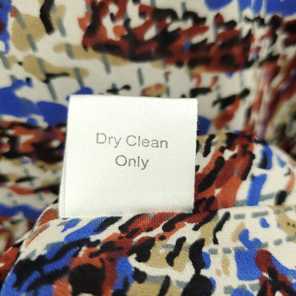 Parker 100% Silk Geometric Printed Balloon Sleeve Mini Dress Batwing Sz M Multi - Picture 14 of 15